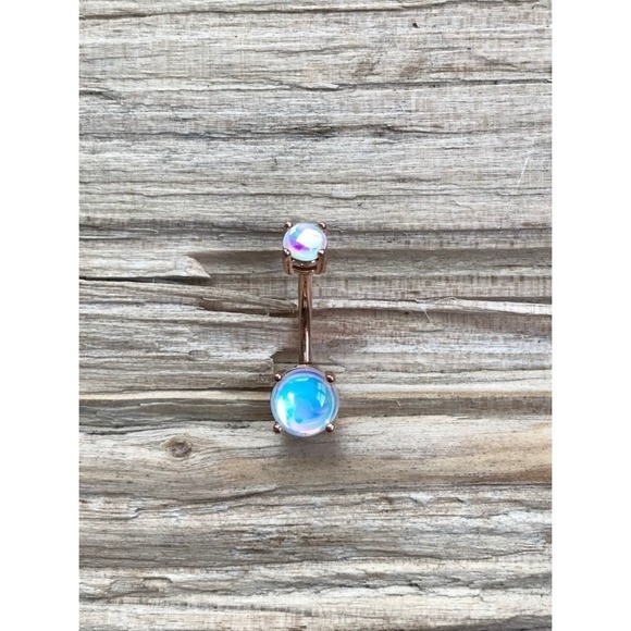 Rose Gold Holographic Belly Button Ring